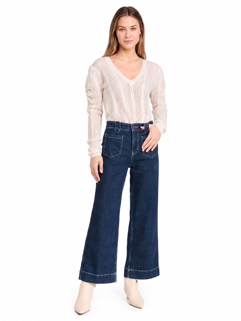 Frame Womens Utility Relaxed Wide Leg Jeans 28x25 Gabriel 0603 cropped sailor - Picture 1 of 11